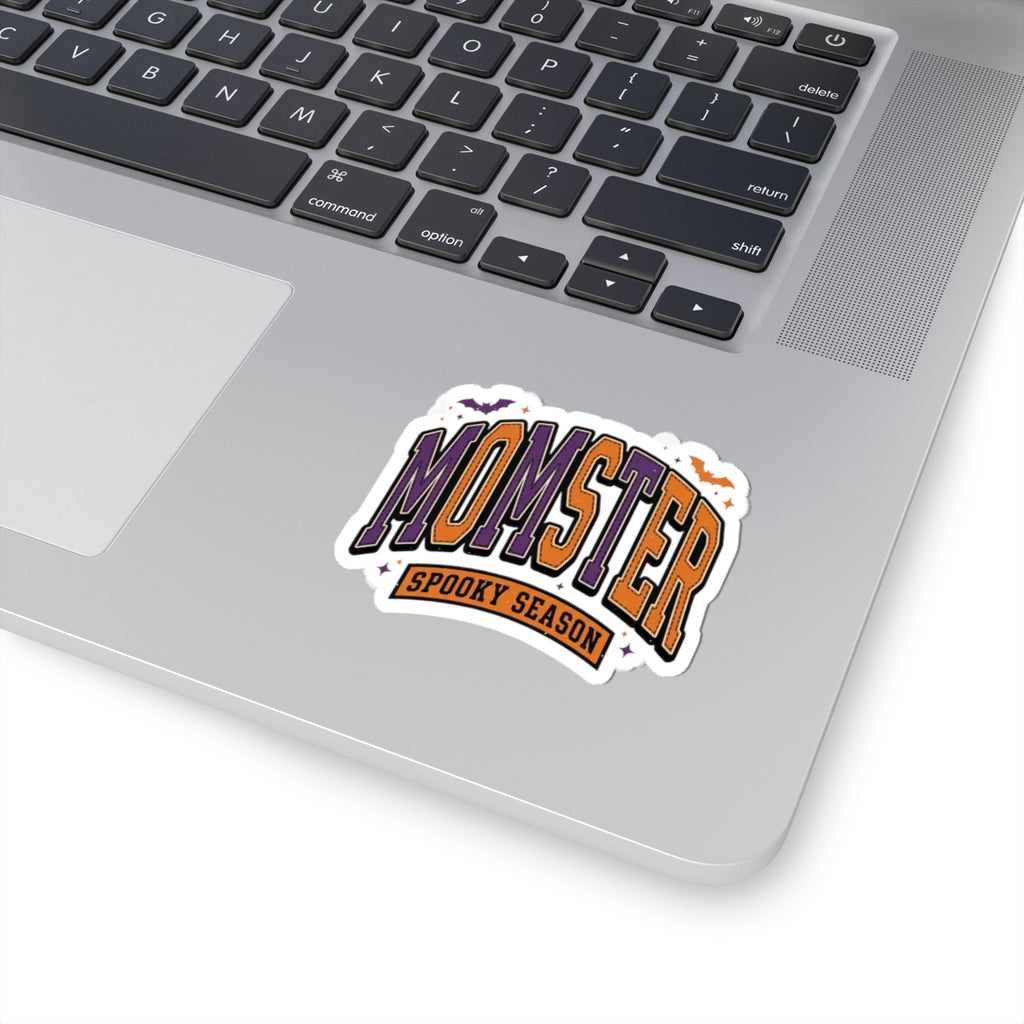 Momster Spooky Season Sticker | Halloween Mom, Purple Orange Bats