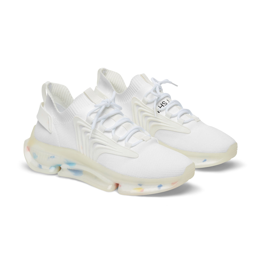 Men's White Mesh Sneakers — Lightweight Breathable Athletic Shoes with Color-Speckled Sole