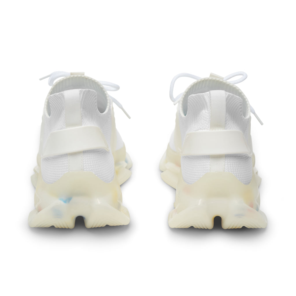 Men's White Mesh Sneakers — Lightweight Breathable Athletic Shoes with Color-Speckled Sole