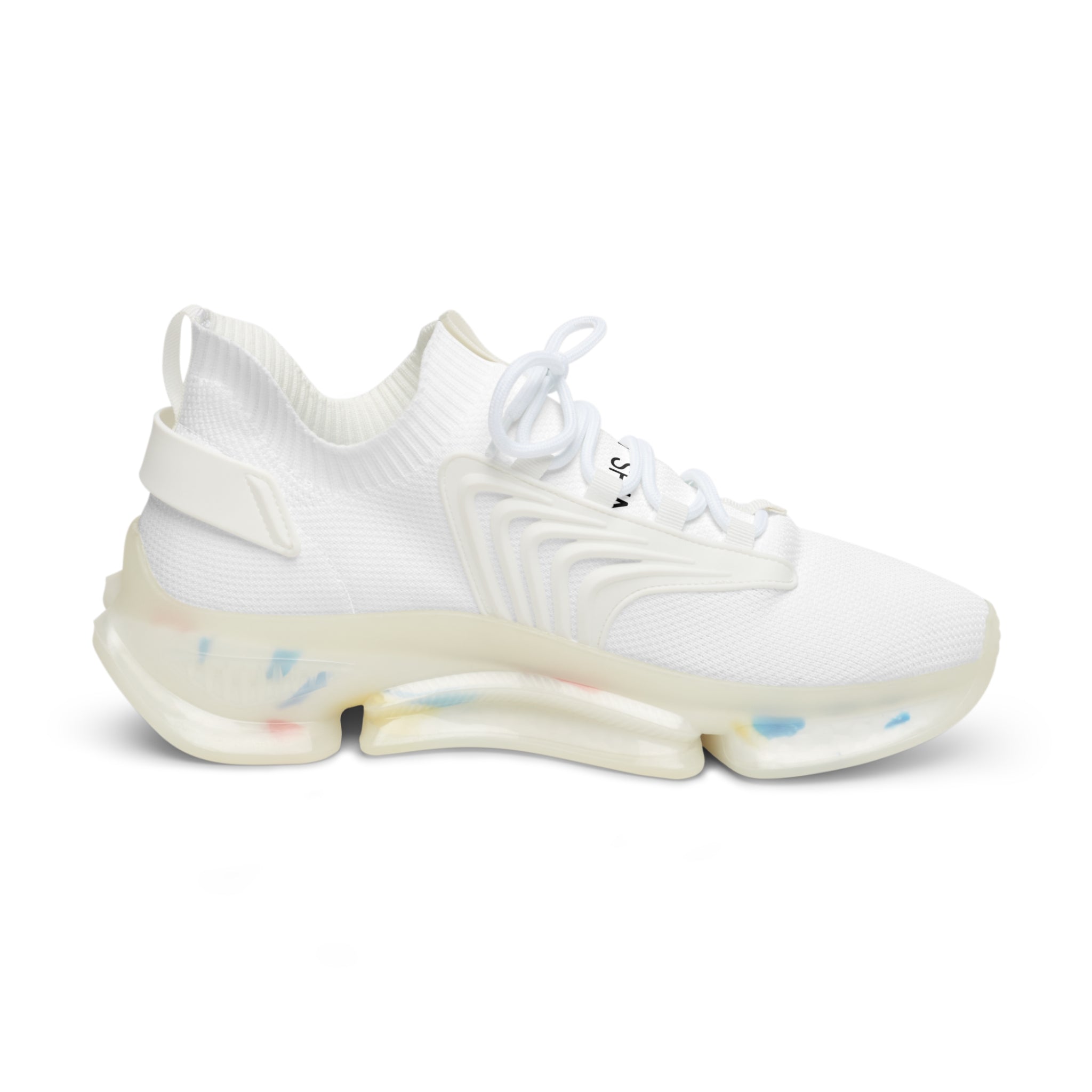 Men's White Mesh Sneakers — Lightweight Breathable Athletic Shoes with Color-Speckled Sole