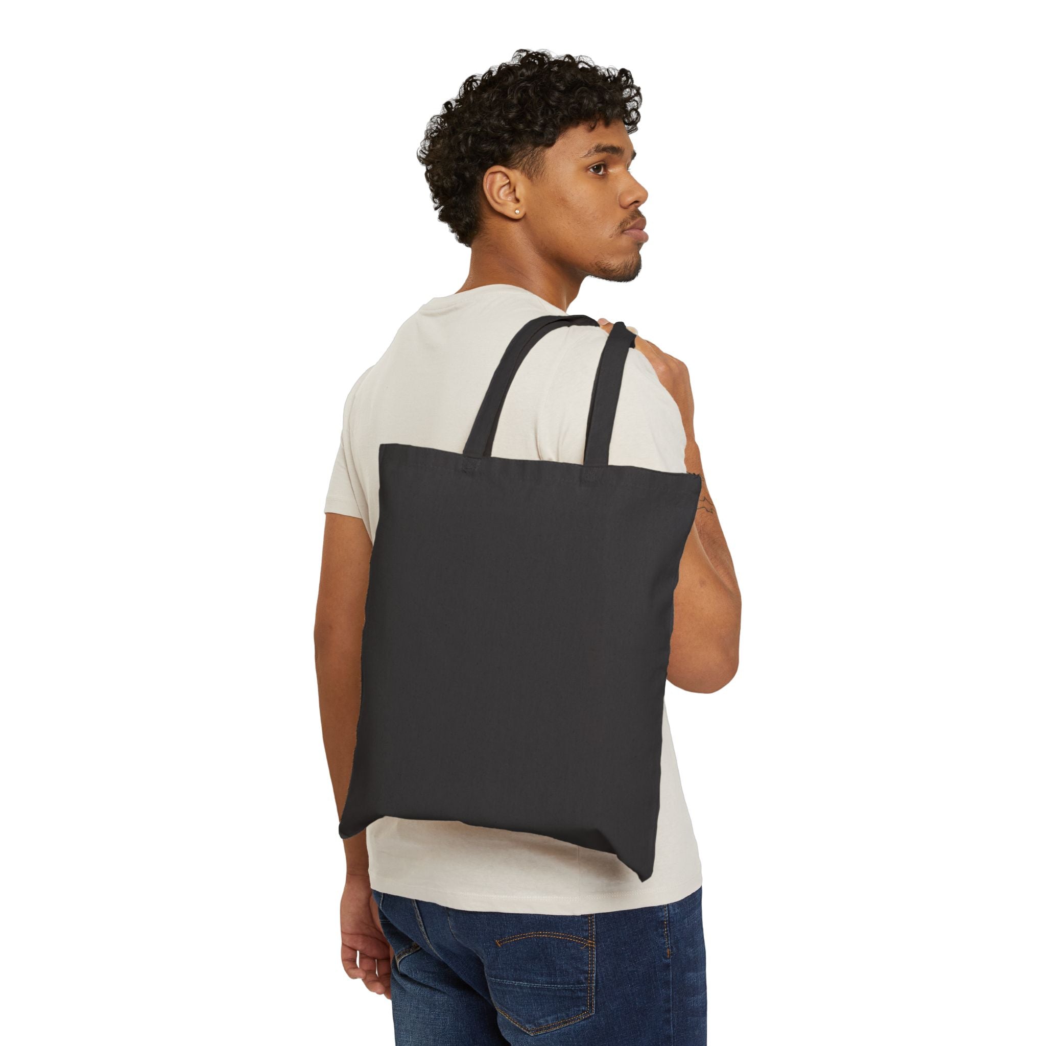 Canvas Tote Bag — Retro Floral Star Graphic Reusable Shopper