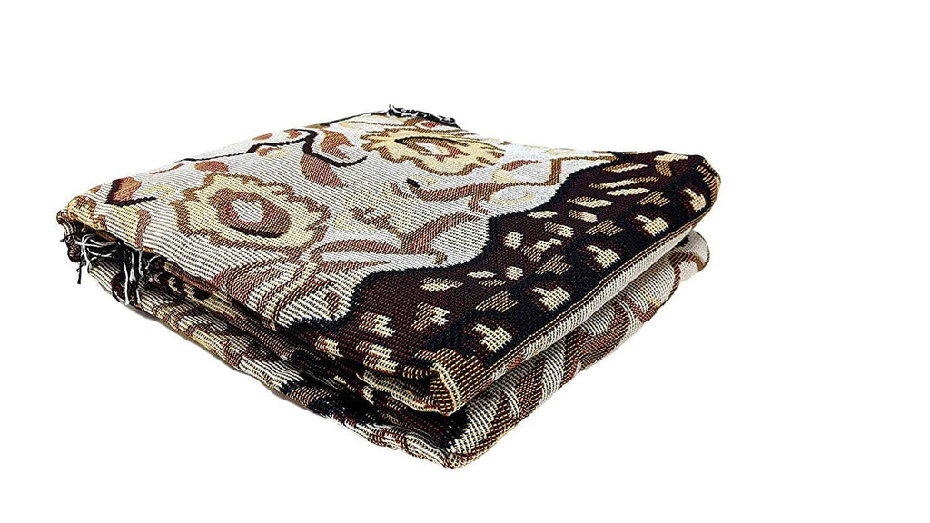 DaDa Bedding Elegant Tapestry Throw Blanket, Golden Persian Style Rug