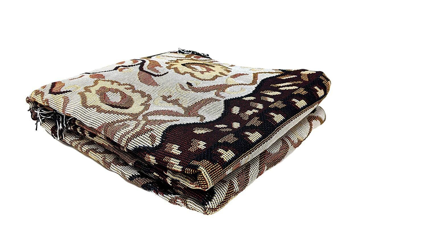 DaDa Bedding Elegant Tapestry Throw Blanket, Golden Persian Style Rug