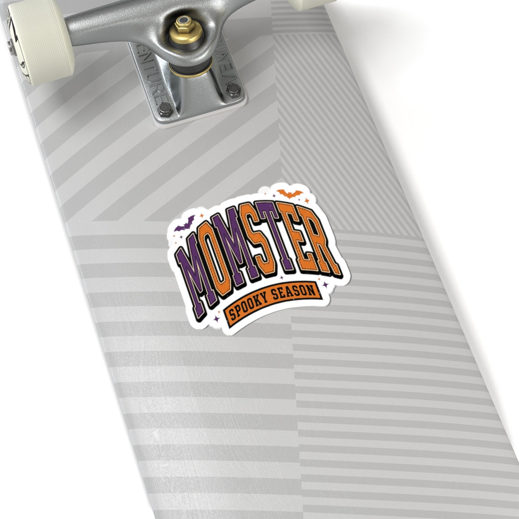 Momster Spooky Season Sticker | Halloween Mom, Purple Orange Bats