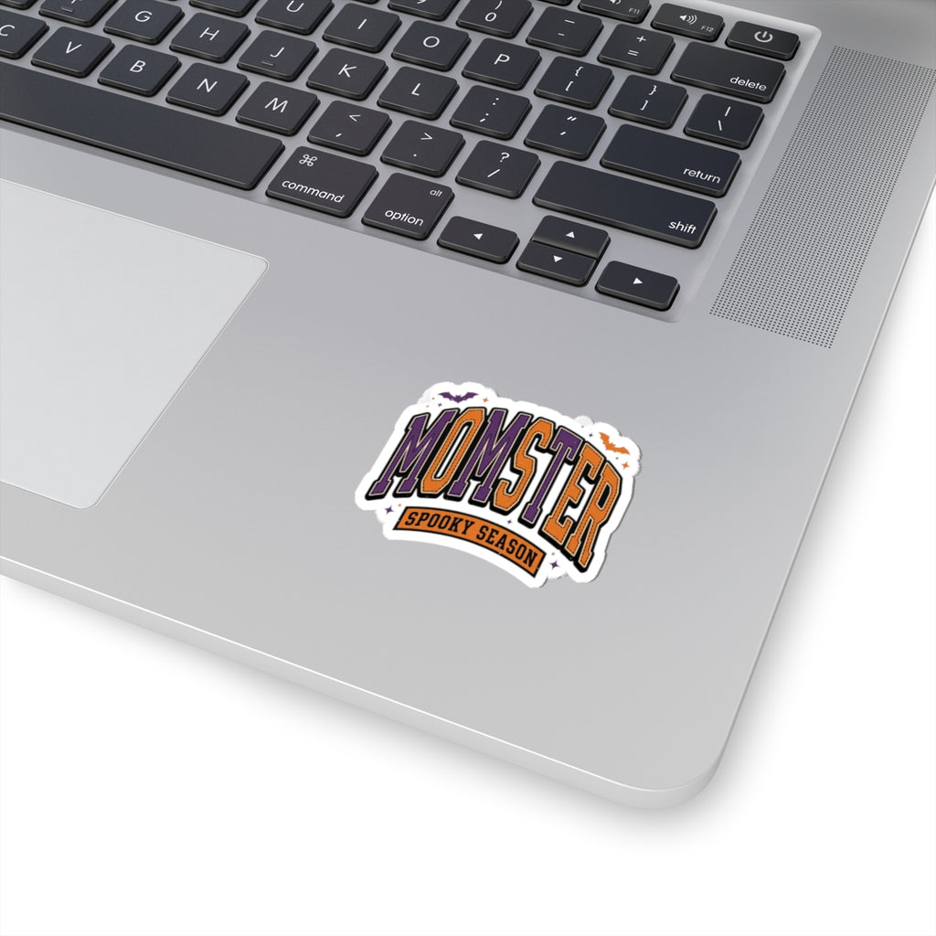 Momster Spooky Season Sticker | Halloween Mom, Purple Orange Bats