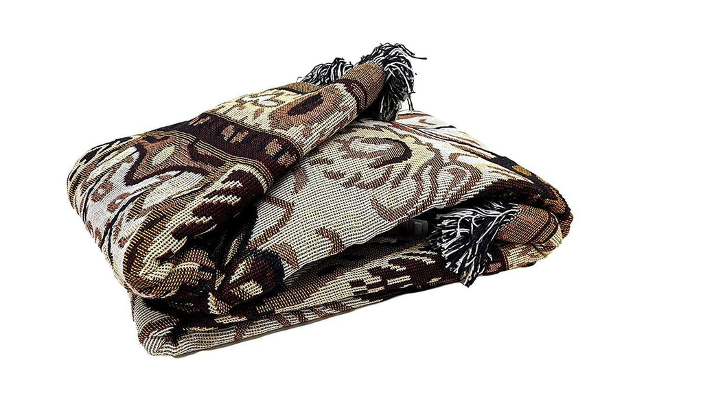 DaDa Bedding Elegant Tapestry Throw Blanket, Golden Persian Style Rug