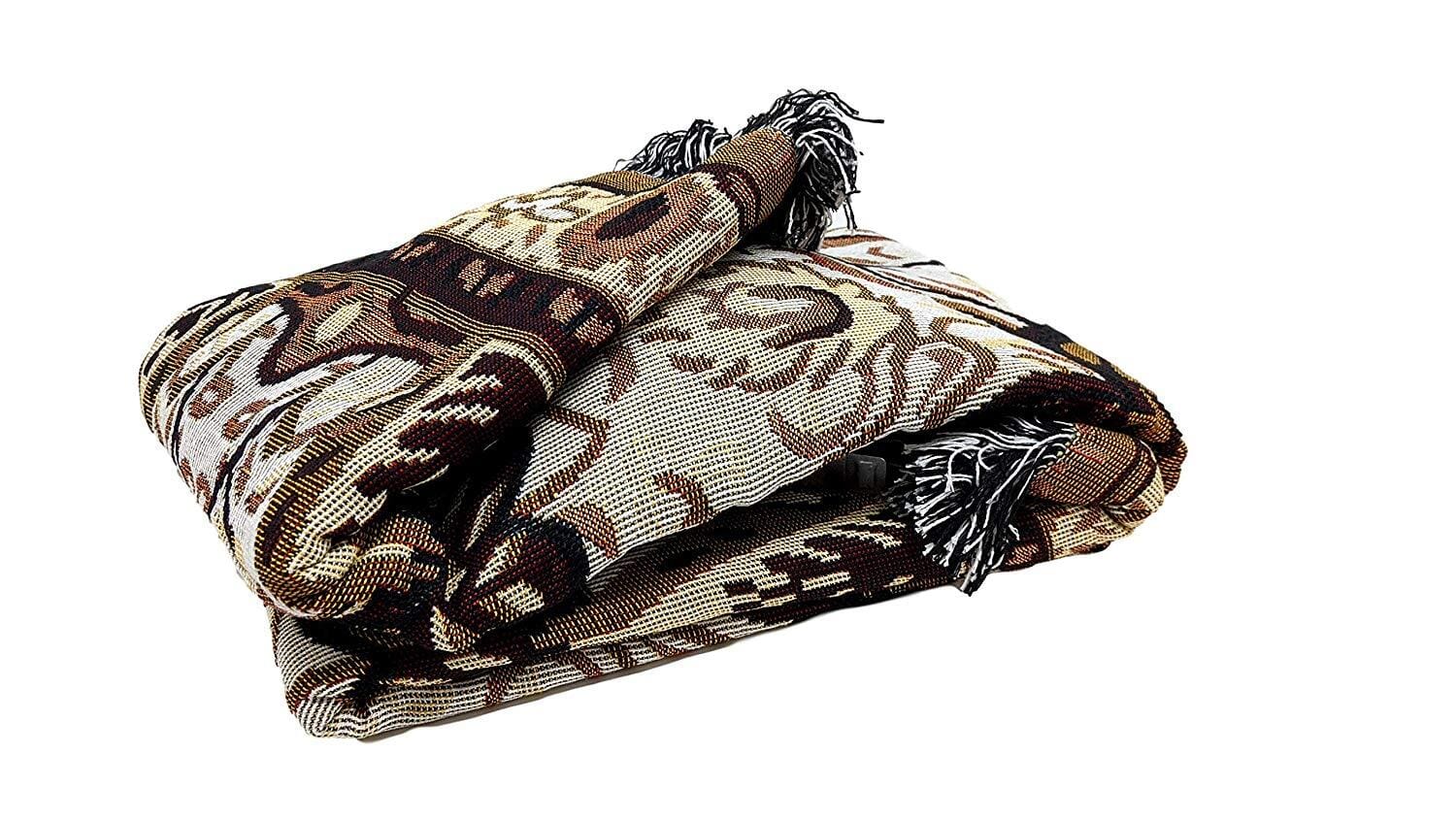 DaDa Bedding Elegant Tapestry Throw Blanket, Golden Persian Style Rug