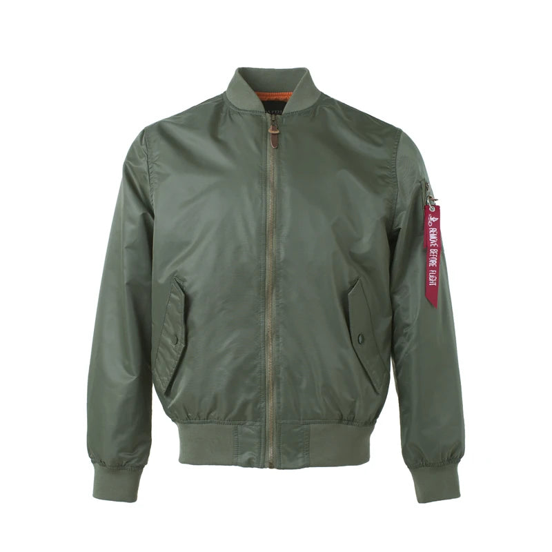 2025 Water Resistant Ma1 Lightweight Green Tactical Military Varsity Flight Windbreaker Pilot Air Force Bomber Jacket for Men