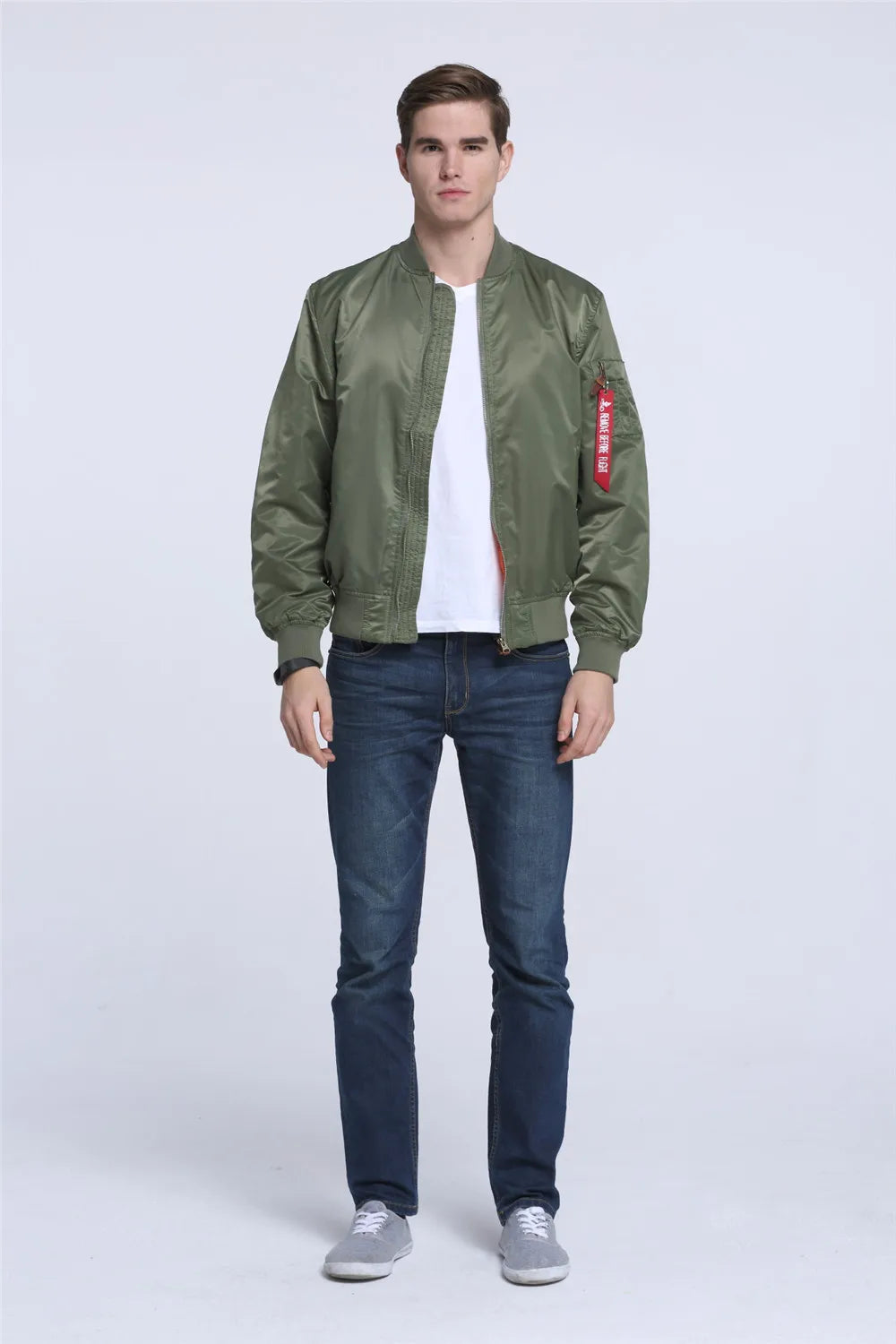 2025 Water Resistant Ma1 Lightweight Green Tactical Military Varsity Flight Windbreaker Pilot Air Force Bomber Jacket for Men