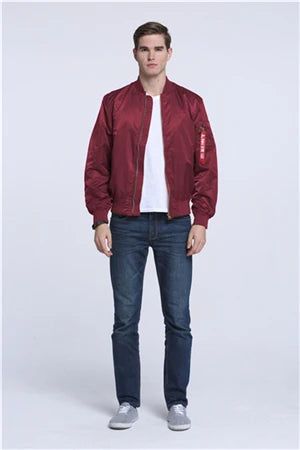 2025 Water Resistant Ma1 Lightweight Green Tactical Military Varsity Flight Windbreaker Pilot Air Force Bomber Jacket for Men