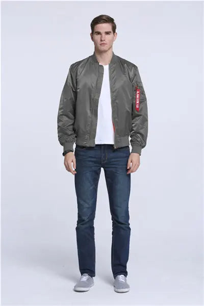 2025 Water Resistant Ma1 Lightweight Green Tactical Military Varsity Flight Windbreaker Pilot Air Force Bomber Jacket for Men