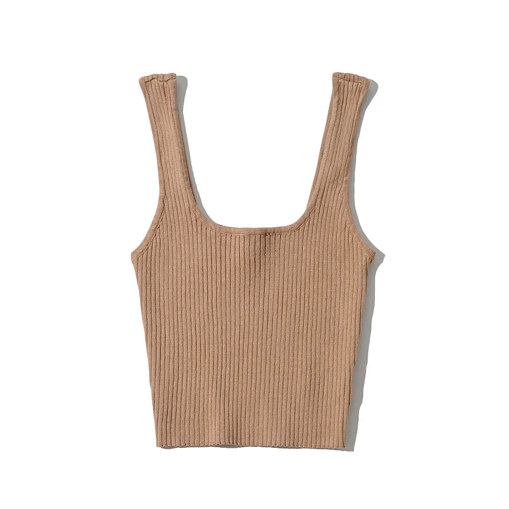 2024 Summer crop tops cute sexy sleeveless top women vintage cropped tank tops women ribbed tops korean fashion black white