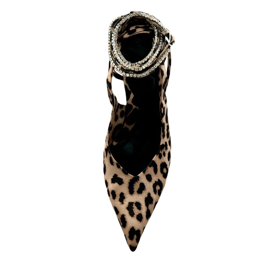 Women's Personalized Leopard Print Suede Mid Heel Pointed Toe Heels