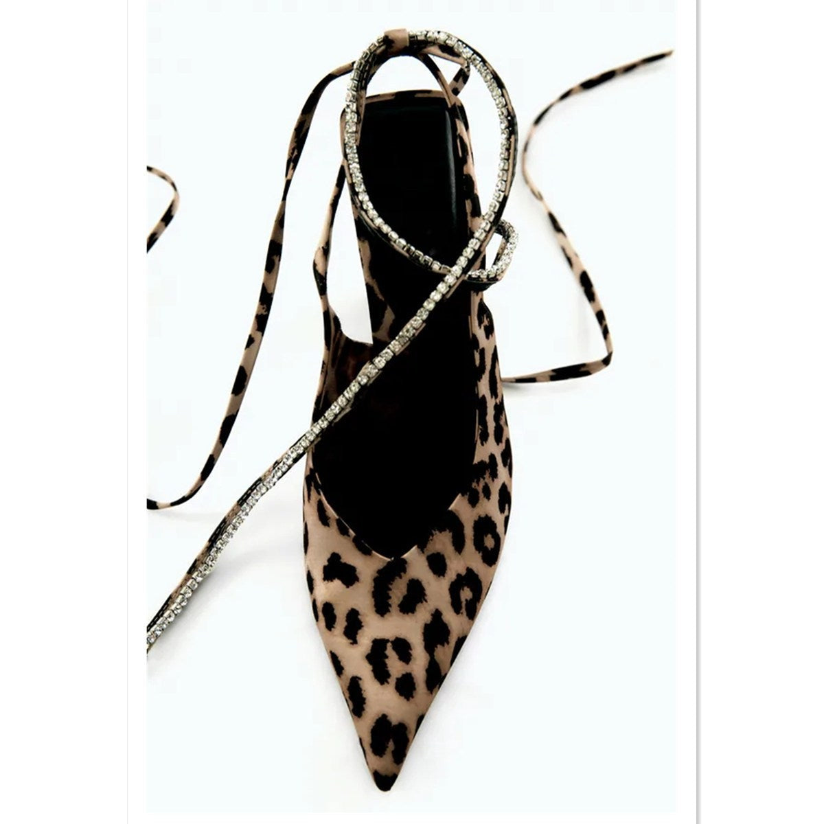 Women's Personalized Leopard Print Suede Mid Heel Pointed Toe Heels