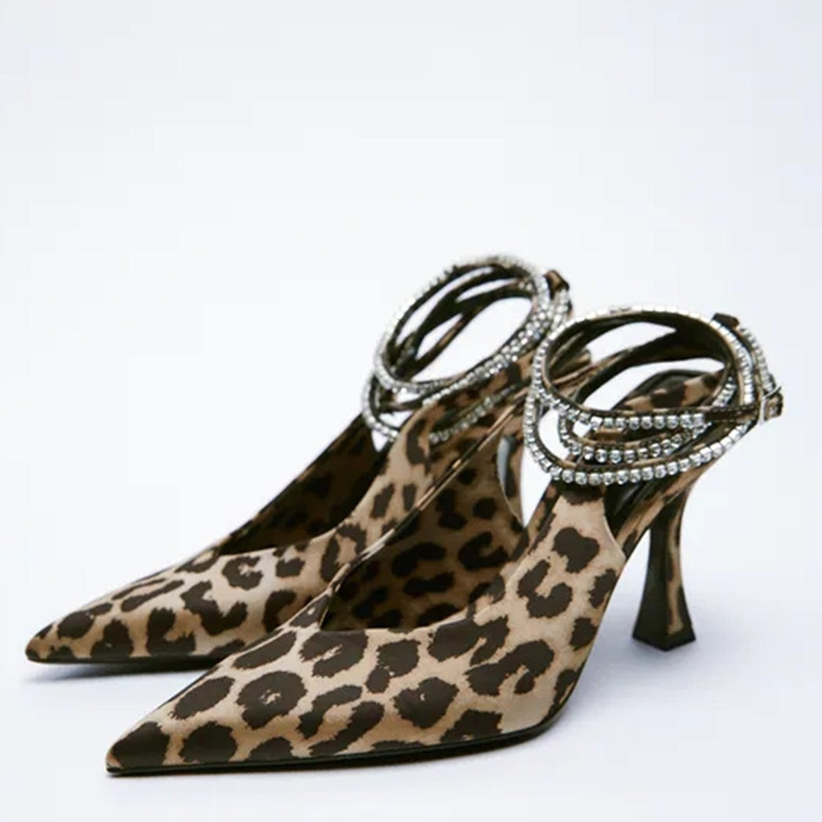 Women's Personalized Leopard Print Suede Mid Heel Pointed Toe Heels