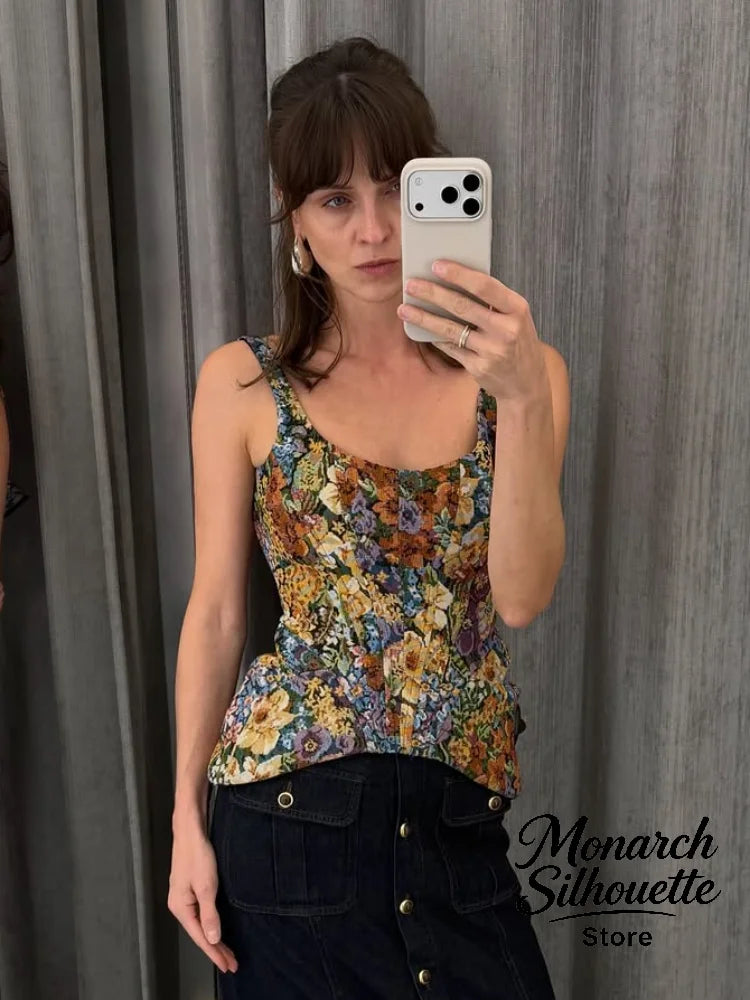 Women's Floral Sleeveless Mini Dress Vintage V-neck Straighten The Hem Slim Short Dresses 2026 Lady Summer Daily Commute Wear