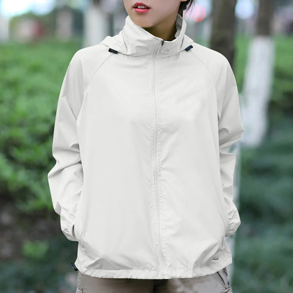 Fashionable And Basics Solid Colored Hooded Long Sleeved Jacket Windbreaker Waterproof Sun Jacket Outdoor Sports Climbing Trench