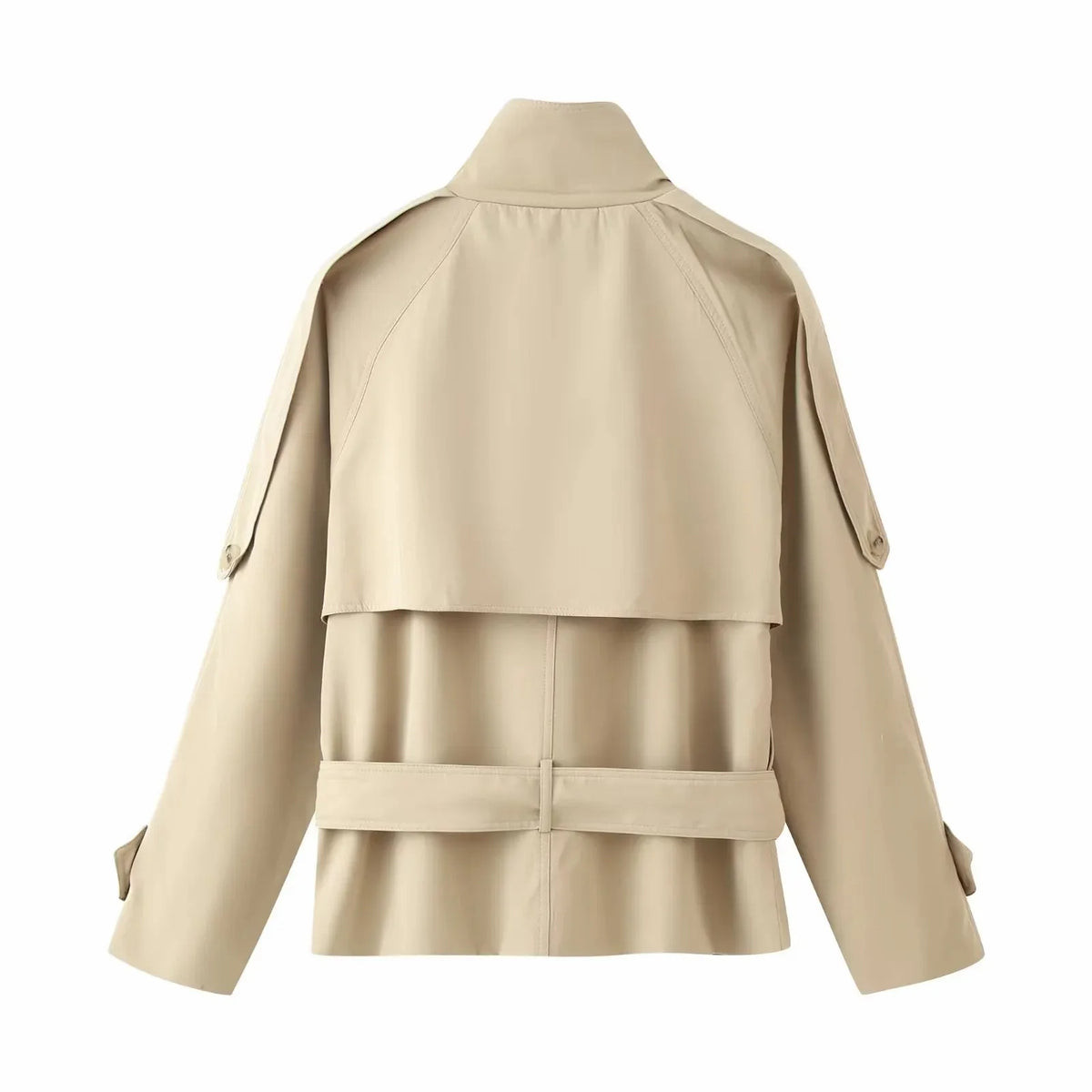 Women Vintage Chic Trench Khaki Coat Women Solid Stand Collar Double Breasted Belt Bow Coat Female Fashion Spring Summer Outwear
