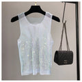 Crystal Beading Shiny Tanks Party Club Sexy Hollow Out Diamonds Stamping Camis Winky Sleeveless Vest