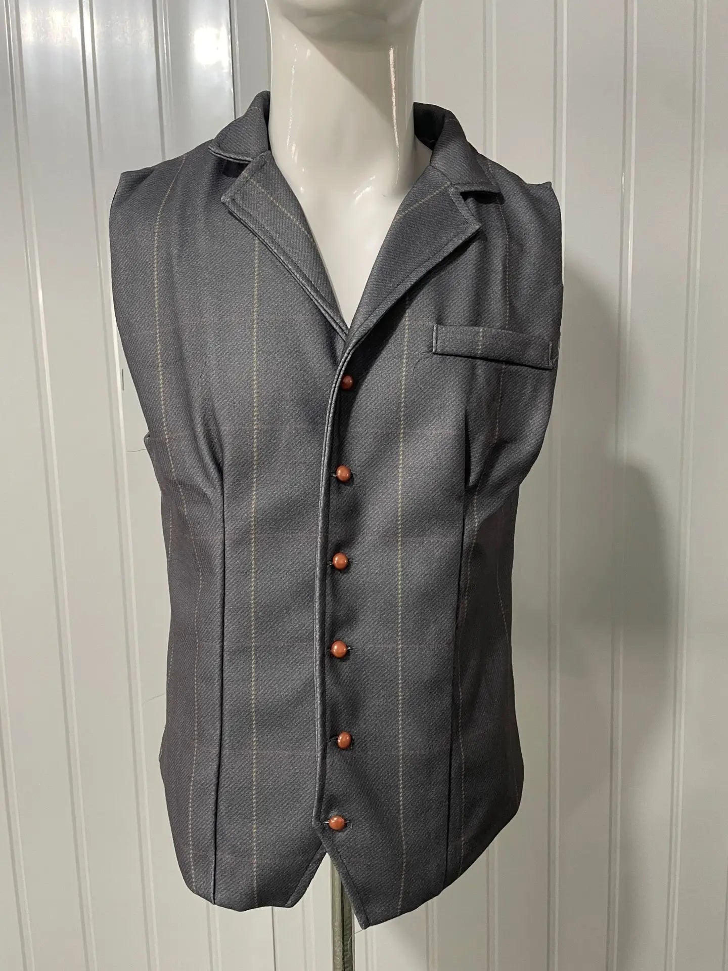 Brown Casual Gentleman Men's Army Green Vest Plaid Soft Wool Jacket Tweed Business Waistcoat For Wedding Best Man