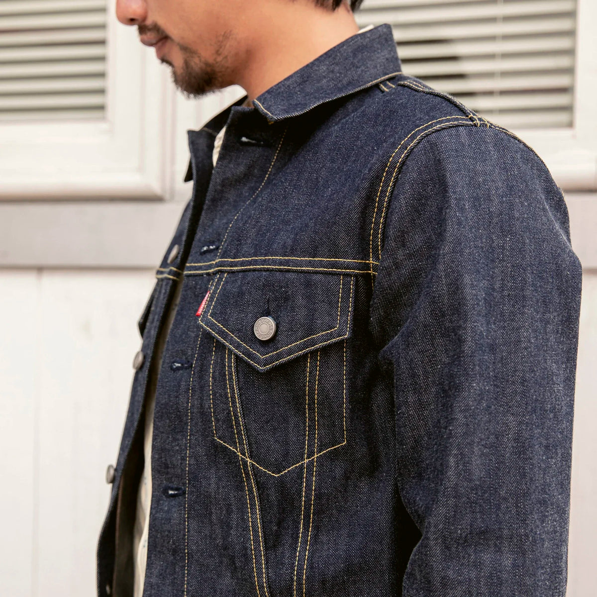 Red Tornado Type 3 Trucker Jean Jacket 557XX Red Selvedge Raw Denim Coat For Men