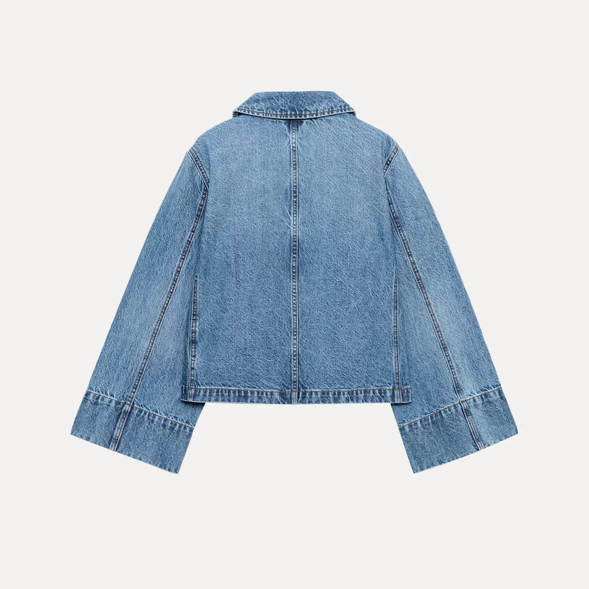 Women's Summer 2026 New Long Sleeve Collared Short Denim Jacket Outerwear Standard Fit Commute Style Single Piece Button Closure