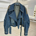 Vintage Blue Jeans Jacket Women's Short Coat Loose Denim Jackets Bomber Jacket Long-sleeved Top Design Aesthetic Goth Trendy