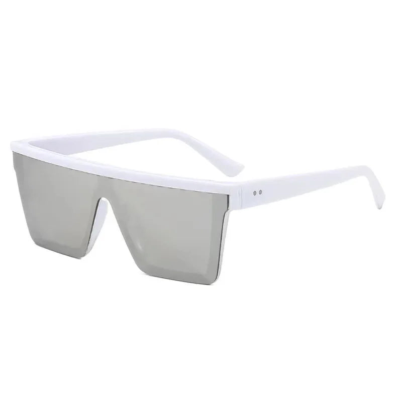 Classic White Gradient Square Sunglasses Women Fashion Retro Night Vision Drivers Goggle Men Big Frame Travel Cycling Eyewear