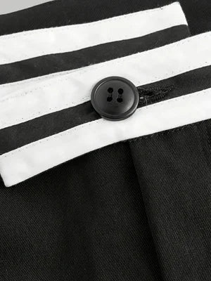 2026 Spring New Collection Black and White Contrast Waistband Wide-Leg Suit Pants Asymmetrical Striped High-Waist Straight-Leg Pants Plus Size Women's Workwear Office Outfit