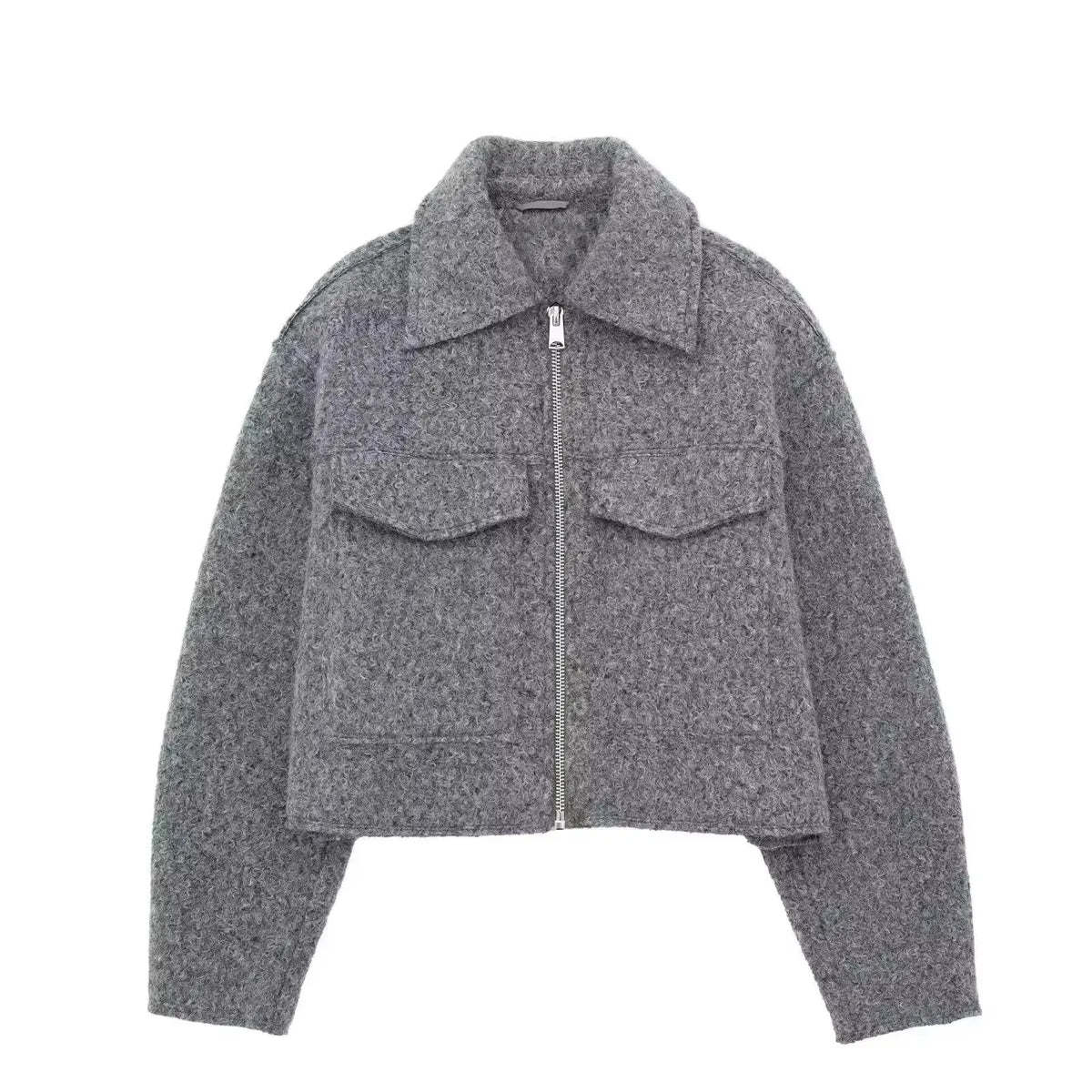 HH Women Elegant Solid Coat Front Pocket Zipper Long Sleeve Jacket Autumn Winter Casual High Street Party Vacation Outerwear