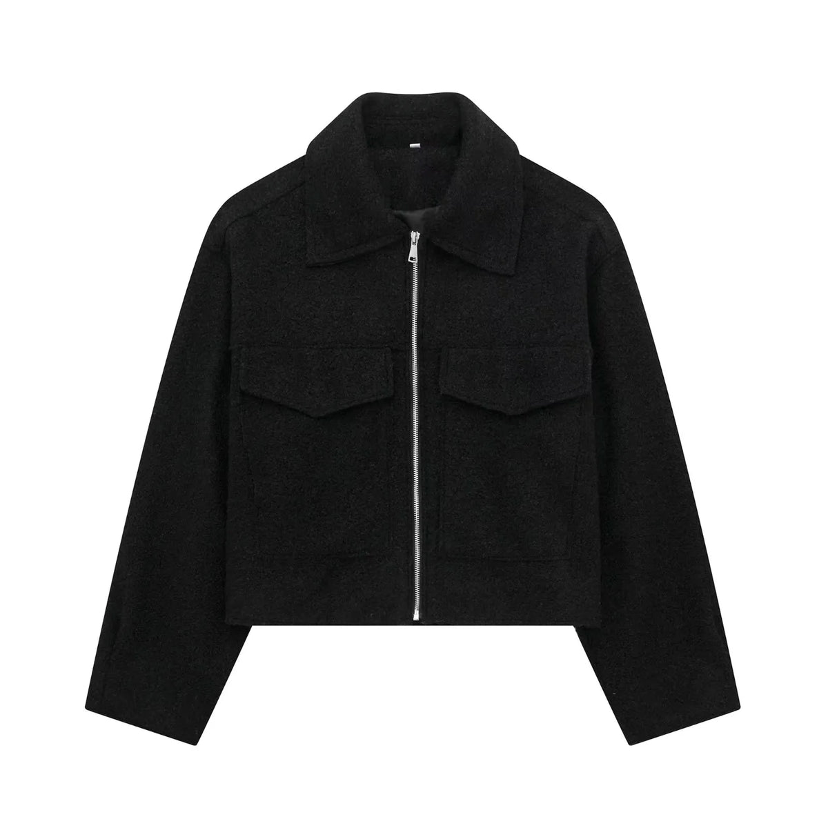 HH Women Elegant Solid Coat Front Pocket Zipper Long Sleeve Jacket Autumn Winter Casual High Street Party Vacation Outerwear