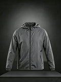 Men'S Hooded Windbreaker Jacket,Lightweight Waterproof Zipper Coat,Outdoor Casual Windproof Sports Outerwear For Spring Autumn