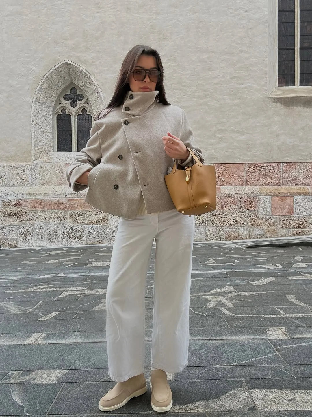 Stand Collar Asymmetric Woman's Coats Jacket for Woman Wool Short Tops Loose Cropped Jackets Autumn Winter Wear Daily Outfits