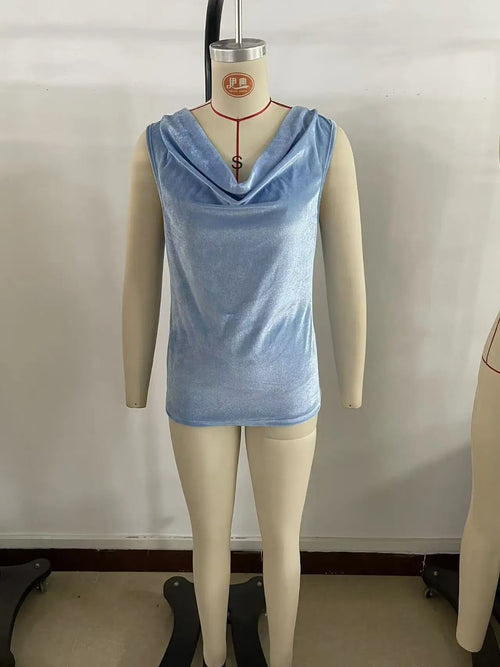 2026 New Fashion Women’s Clothing: Stylish, Solid-Colored, Plunging Neckline, Sleeveless, Sensual Velvet Vest.