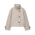 Stand Collar Asymmetric Woman's Coats Jacket for Woman Wool Short Tops Loose Cropped Jackets Autumn Winter Wear Daily Outfits