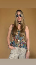 Fashion Sleeveless Spaghetti Strap Top Waist-cinching Vintage Floral Jacquard Vest Spring Summer Forest Cottage Date Outfit