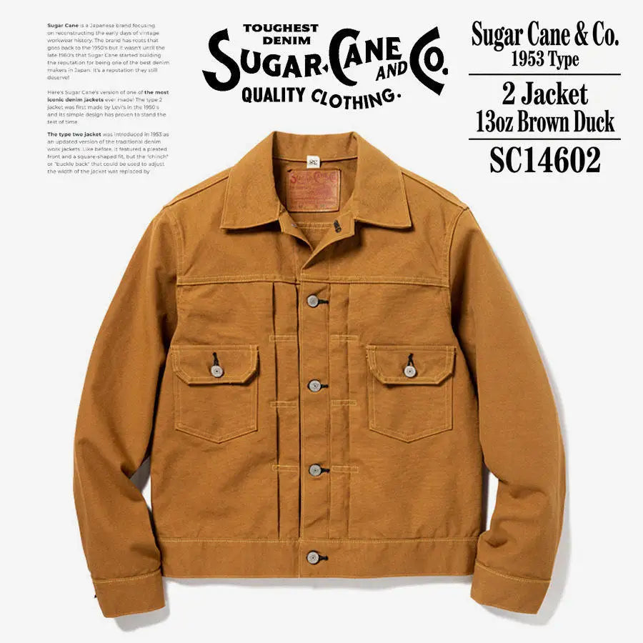 SUGAR CANE & CO 1953 Type 2 13oz Brown Red Ear Japanese Cotton Canvas Jacket