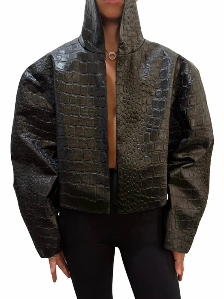 Lapel Long Sleeve Faux Leather Jacket Women Street Turn-down Collar Single Breasted Loose Coats Chic Lady Jackets New Outerwears