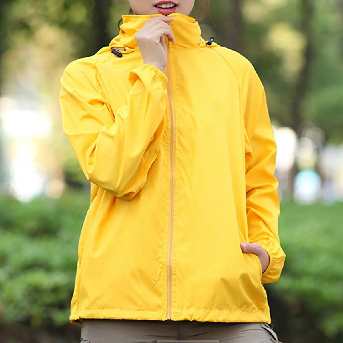 Fashionable And Basics Solid Colored Hooded Long Sleeved Jacket Windbreaker Waterproof Sun Jacket Outdoor Sports Climbing Trench