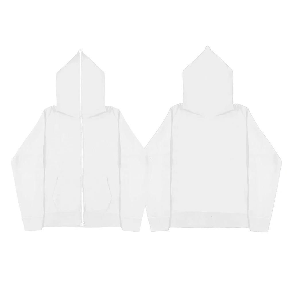 Harajuku Jacket Sweatshirts Men Zip Up Hoodies Jacket Retro Long Sleeve Oversized Black Hooded Sweatshirt Coats