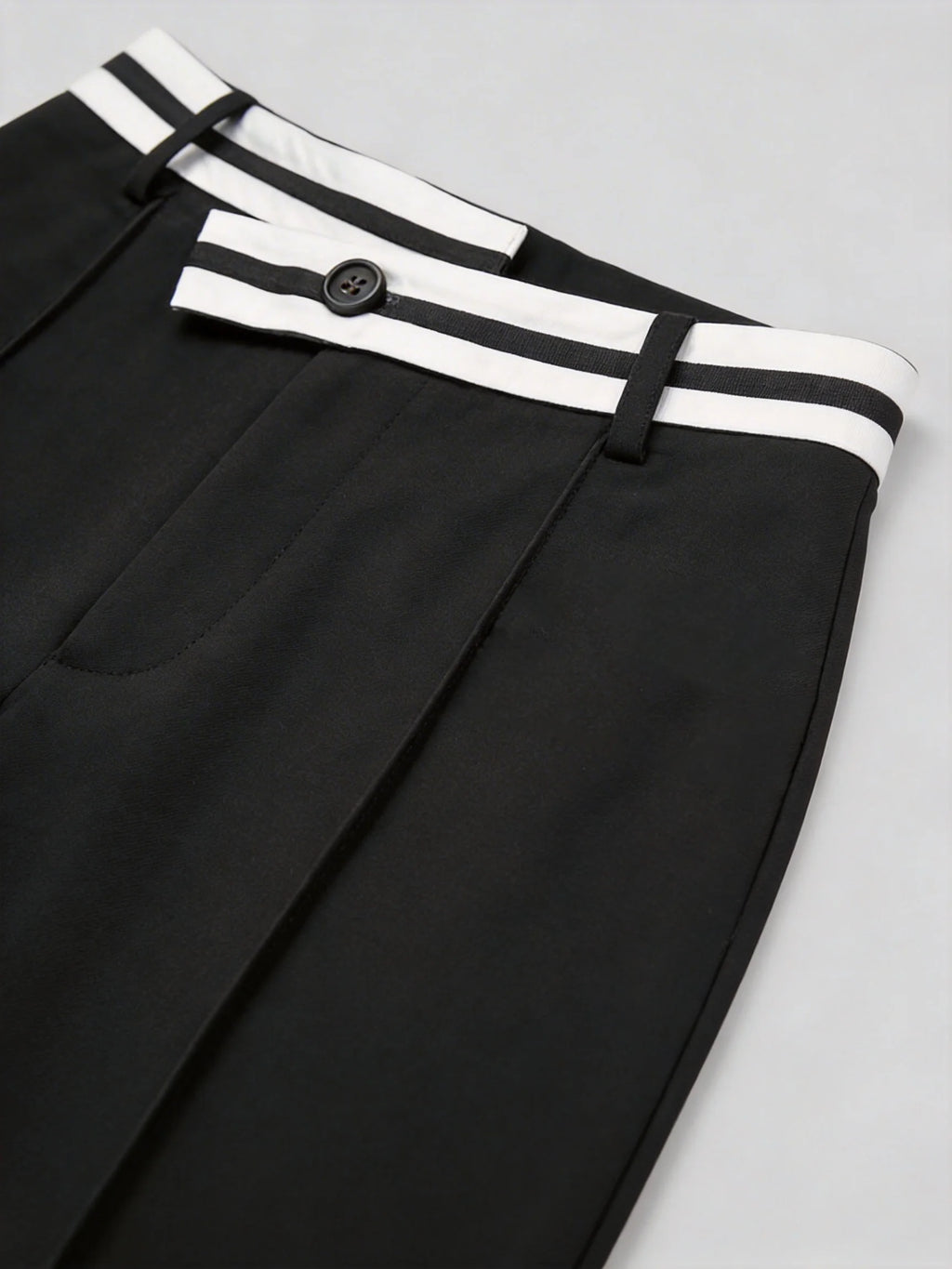 2026 Spring New Collection Black and White Contrast Waistband Wide-Leg Suit Pants Asymmetrical Striped High-Waist Straight-Leg Pants Plus Size Women's Workwear Office Outfit