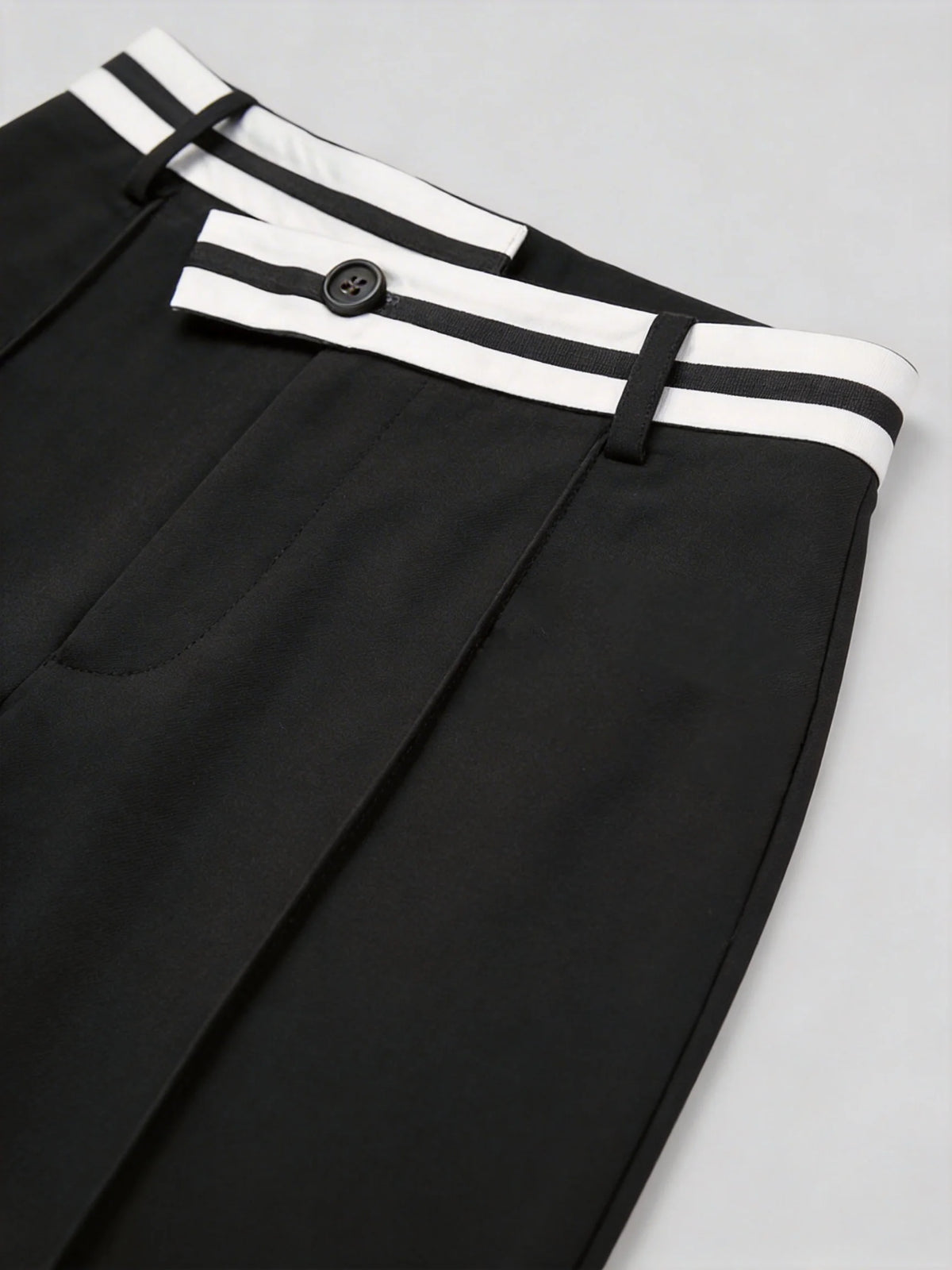 2026 Spring New Collection Black and White Contrast Waistband Wide-Leg Suit Pants Asymmetrical Striped High-Waist Straight-Leg Pants Plus Size Women's Workwear Office Outfit