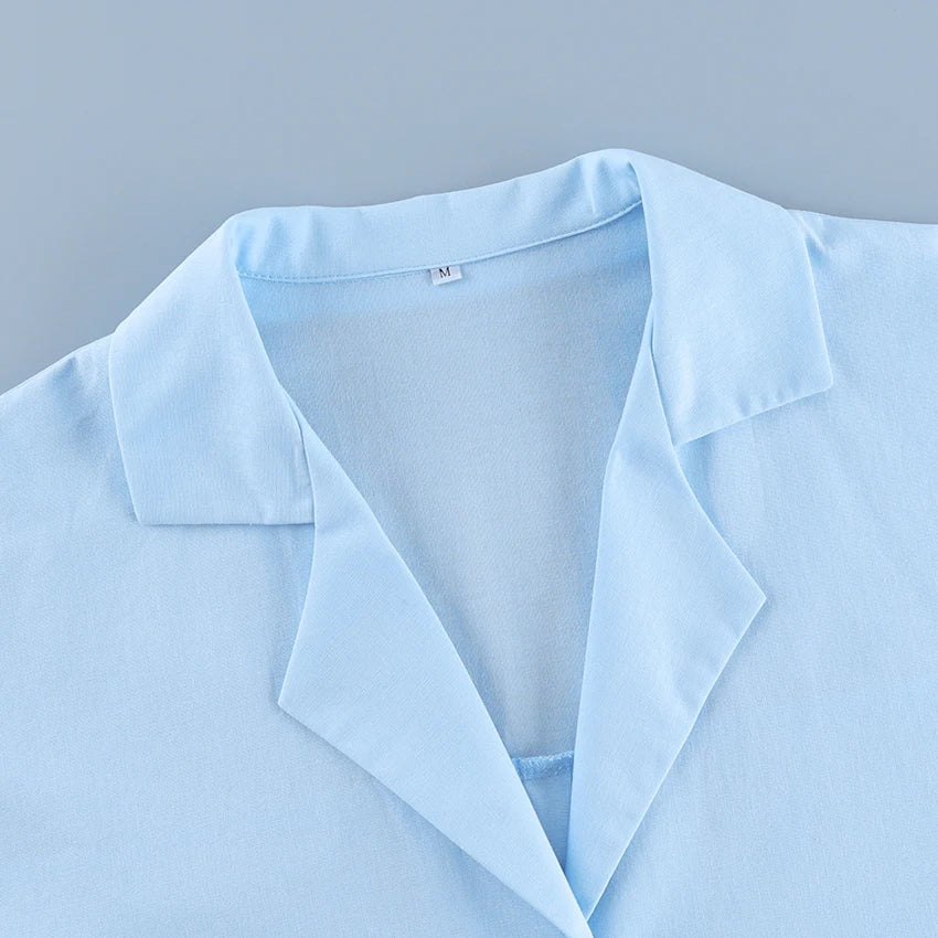Linad Casual Blue Flare Sleeve Shirts Female Autumn Street Chic Notched Neck Woman Blouse Daily Single Breasted Tops Bows 2026