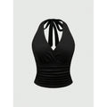 Retro Leopard Print Backless Fashion Sleeveless Summer Women's Casual Halterneck Vest Sexy Backless Lace-up Top Ropa Para Mujer