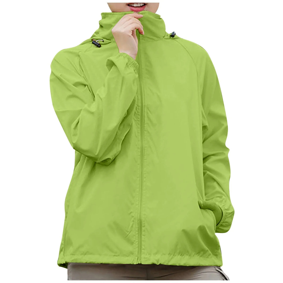 Fashionable And Basics Solid Colored Hooded Long Sleeved Jacket Windbreaker Waterproof Sun Jacket Outdoor Sports Climbing Trench