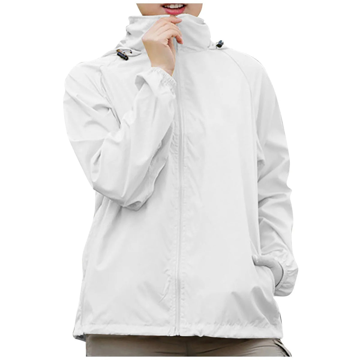Fashionable And Basics Solid Colored Hooded Long Sleeved Jacket Windbreaker Waterproof Sun Jacket Outdoor Sports Climbing Trench