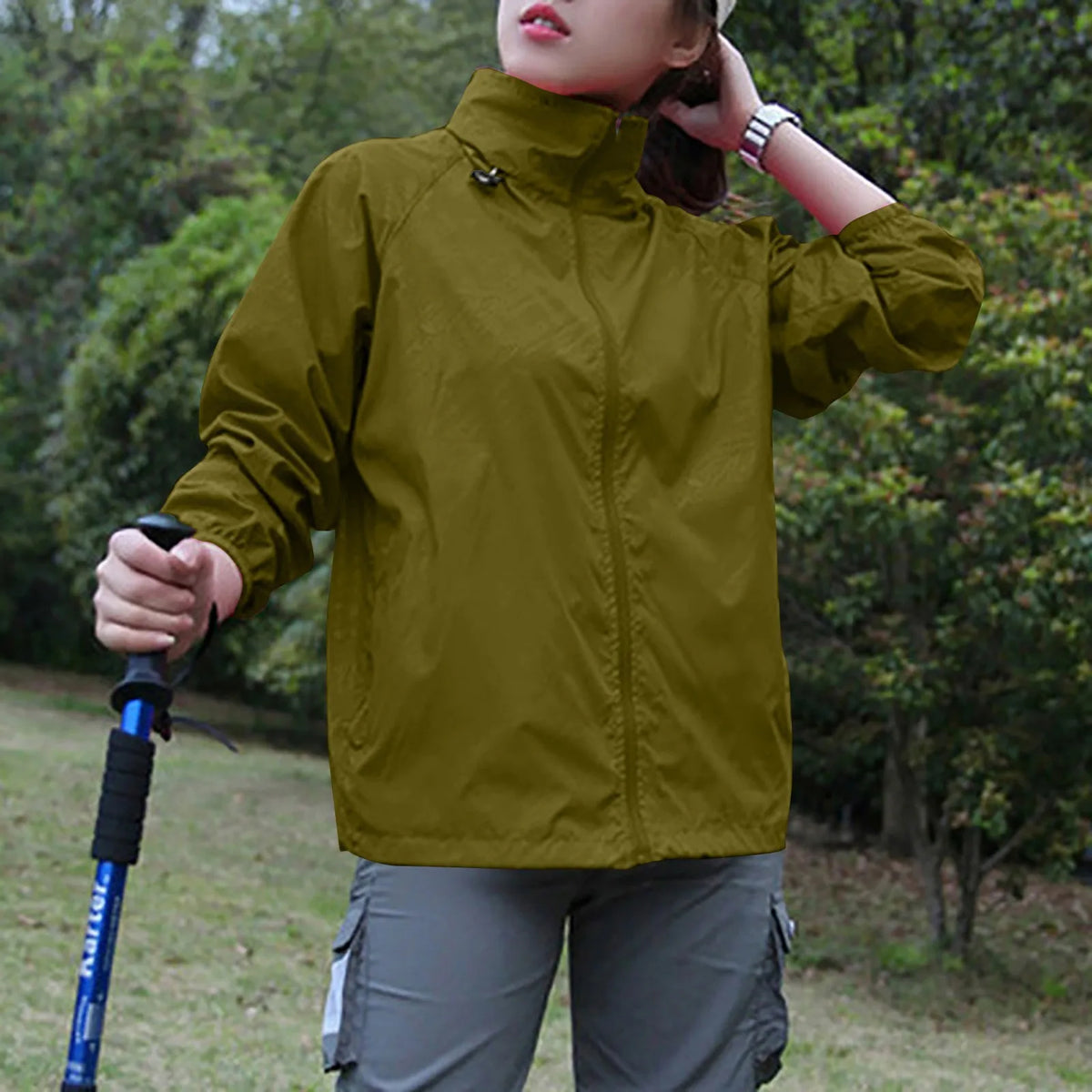 Fashionable And Basics Solid Colored Hooded Long Sleeved Jacket Windbreaker Waterproof Sun Jacket Outdoor Sports Climbing Trench