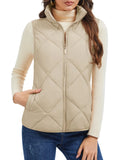 TACVASEN Women's Lightweight Puffer Sleeveless Vest Winter Warm Quilted Jacket Stand Collar Zip Up Vest Jacket with Pockets
