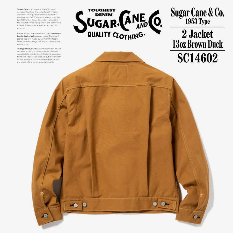 SUGAR CANE & CO 1953 Type 2 13oz Brown Red Ear Japanese Cotton Canvas Jacket