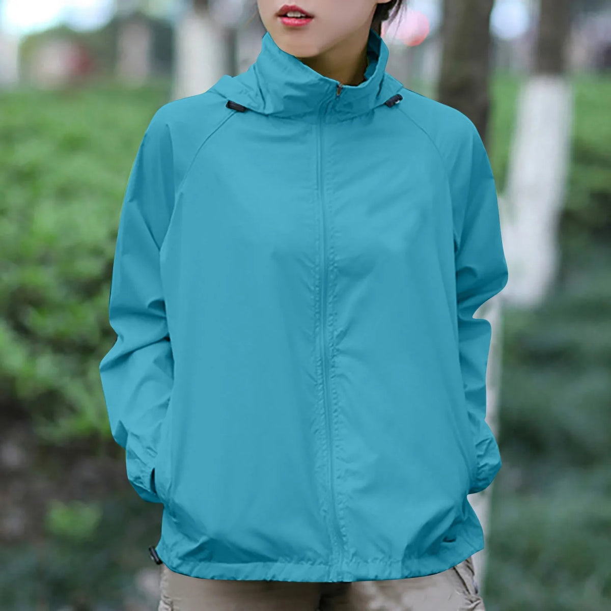 Fashionable And Basics Solid Colored Hooded Long Sleeved Jacket Windbreaker Waterproof Sun Jacket Outdoor Sports Climbing Trench
